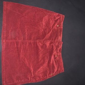RED CORDUROY MINI SKIRT